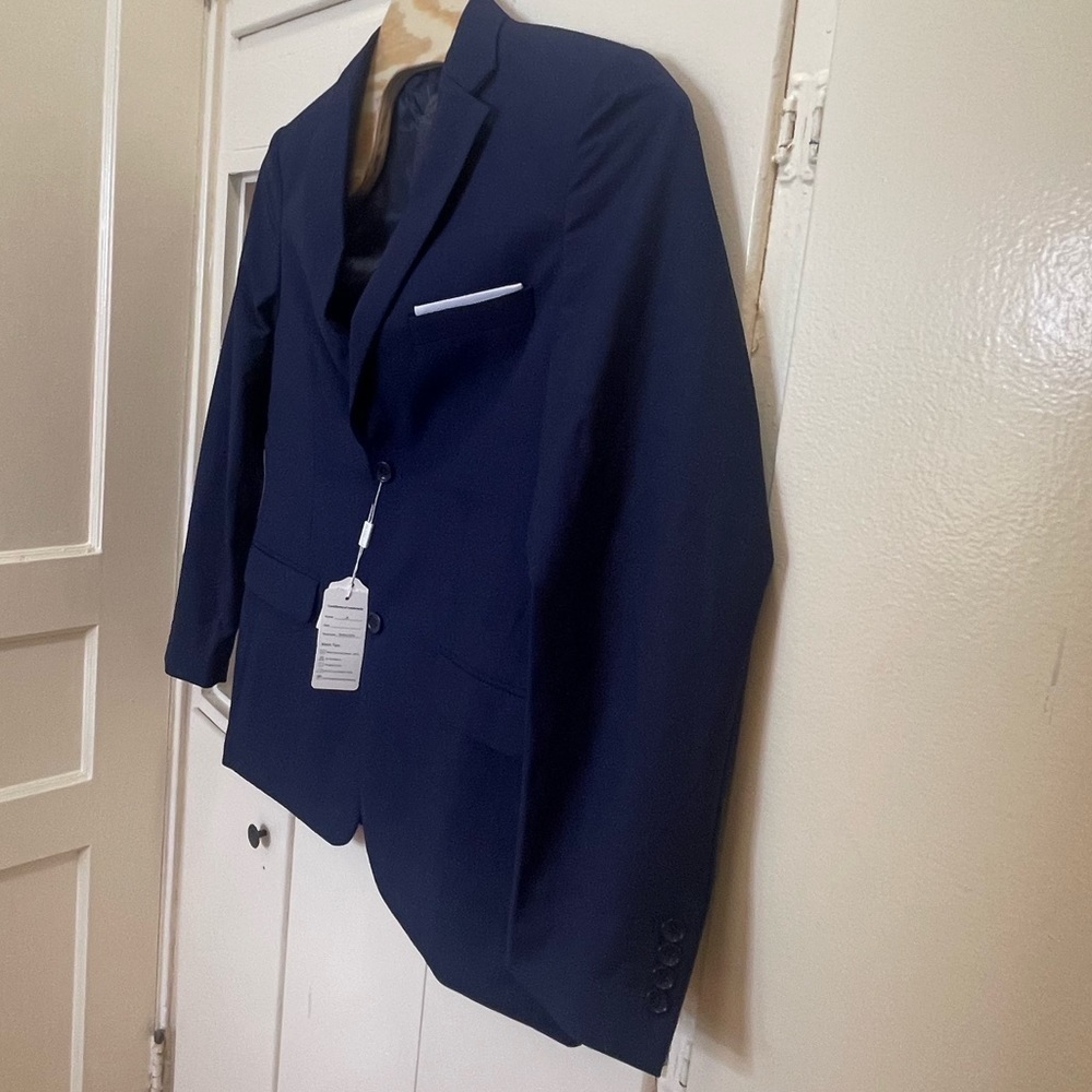 Wehilion Men's Premium Classic Navy Suit Jacket Separate Coat-Regular XXL - Picture 9 of 13